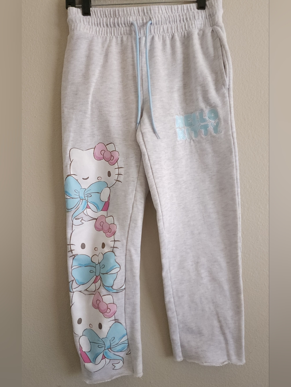 Sanrio Hello Kitty Blue Bow Stack Joggers Grey XS